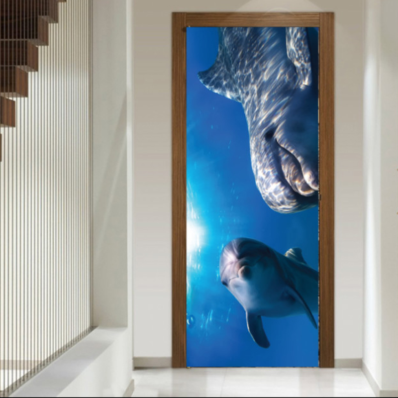 Αυτοκόλλητο πόρτας με ζώα με Δελφίνια